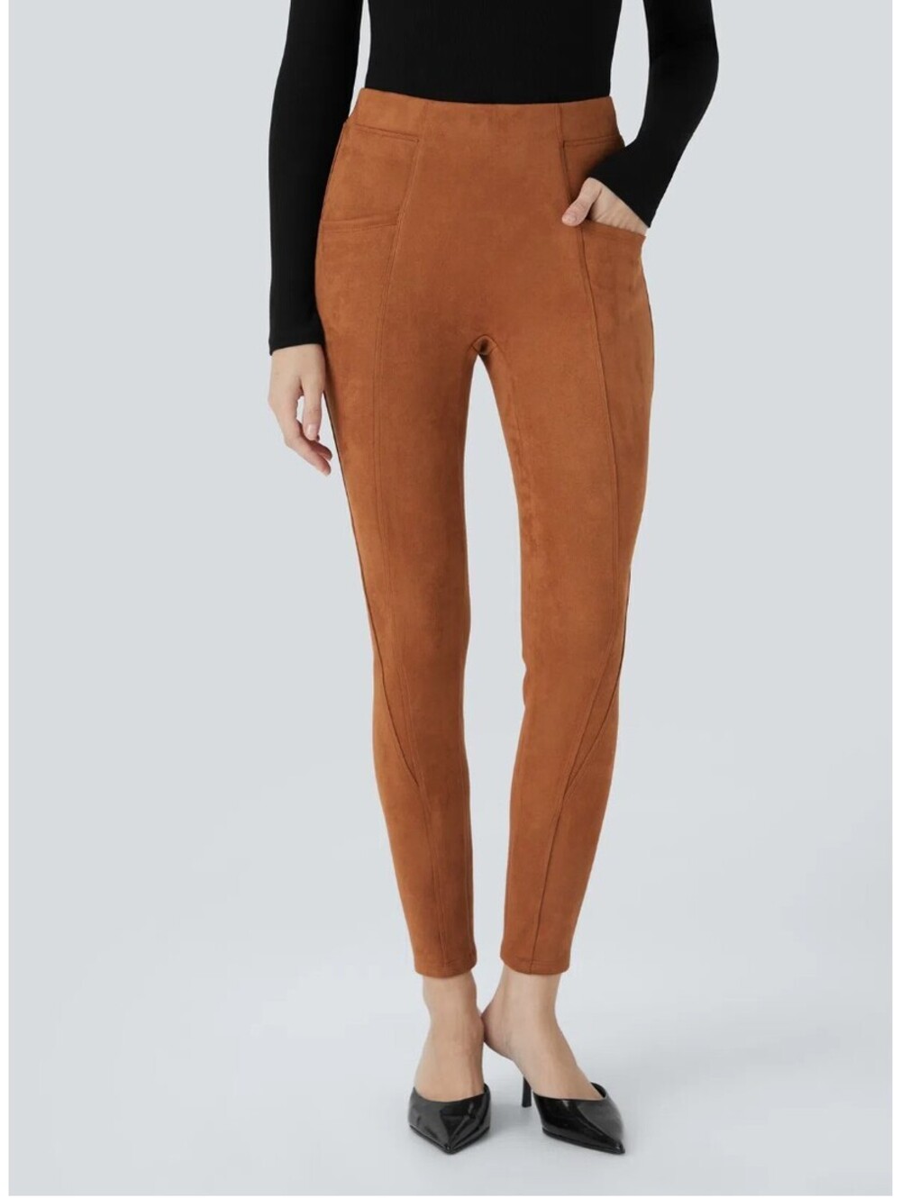Halara High Waist Rust Suede Leggings Size Large NWT
